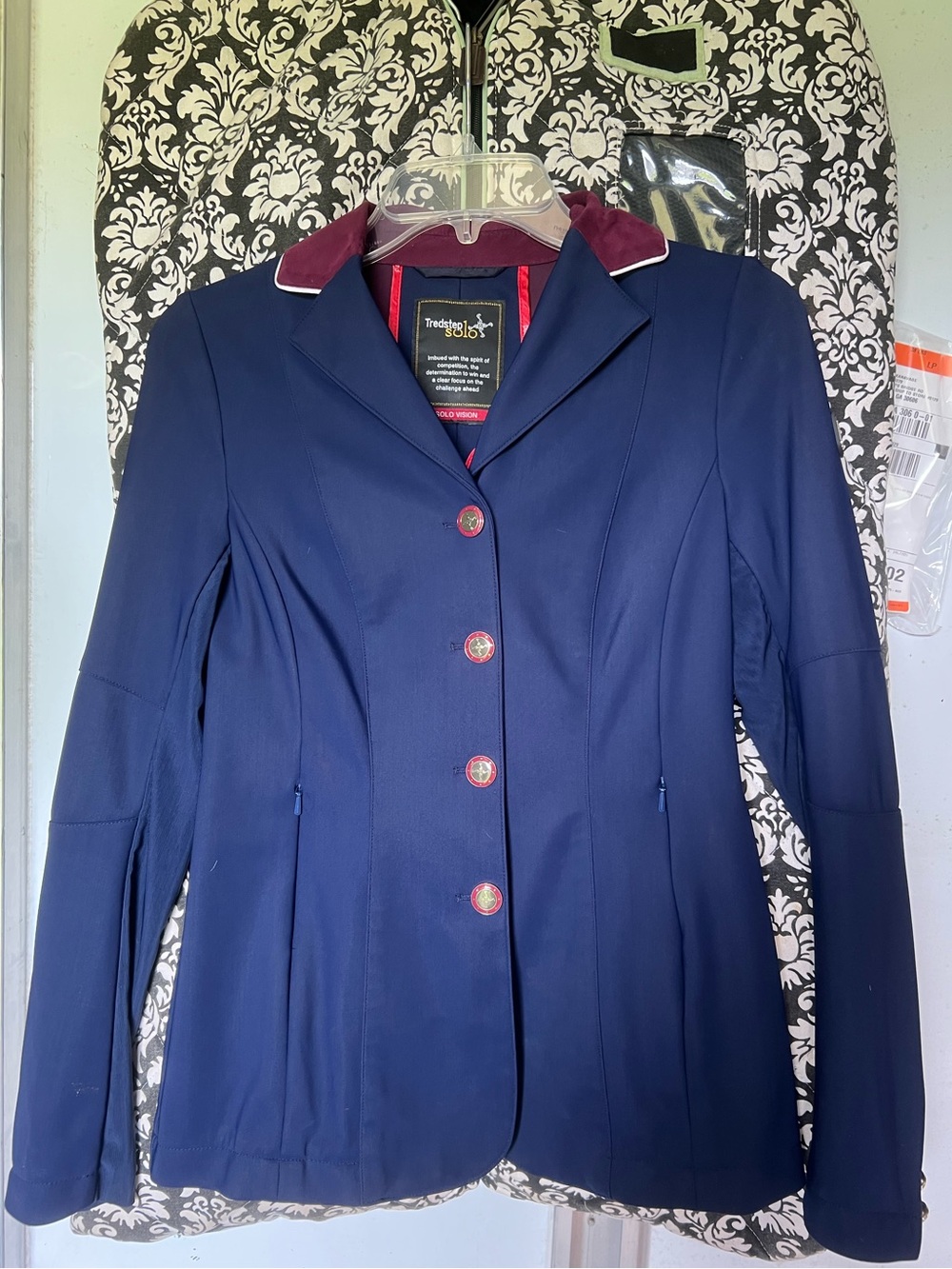 Navy Tredstep Ireland Show Jacket with Maroon Trim Size 0